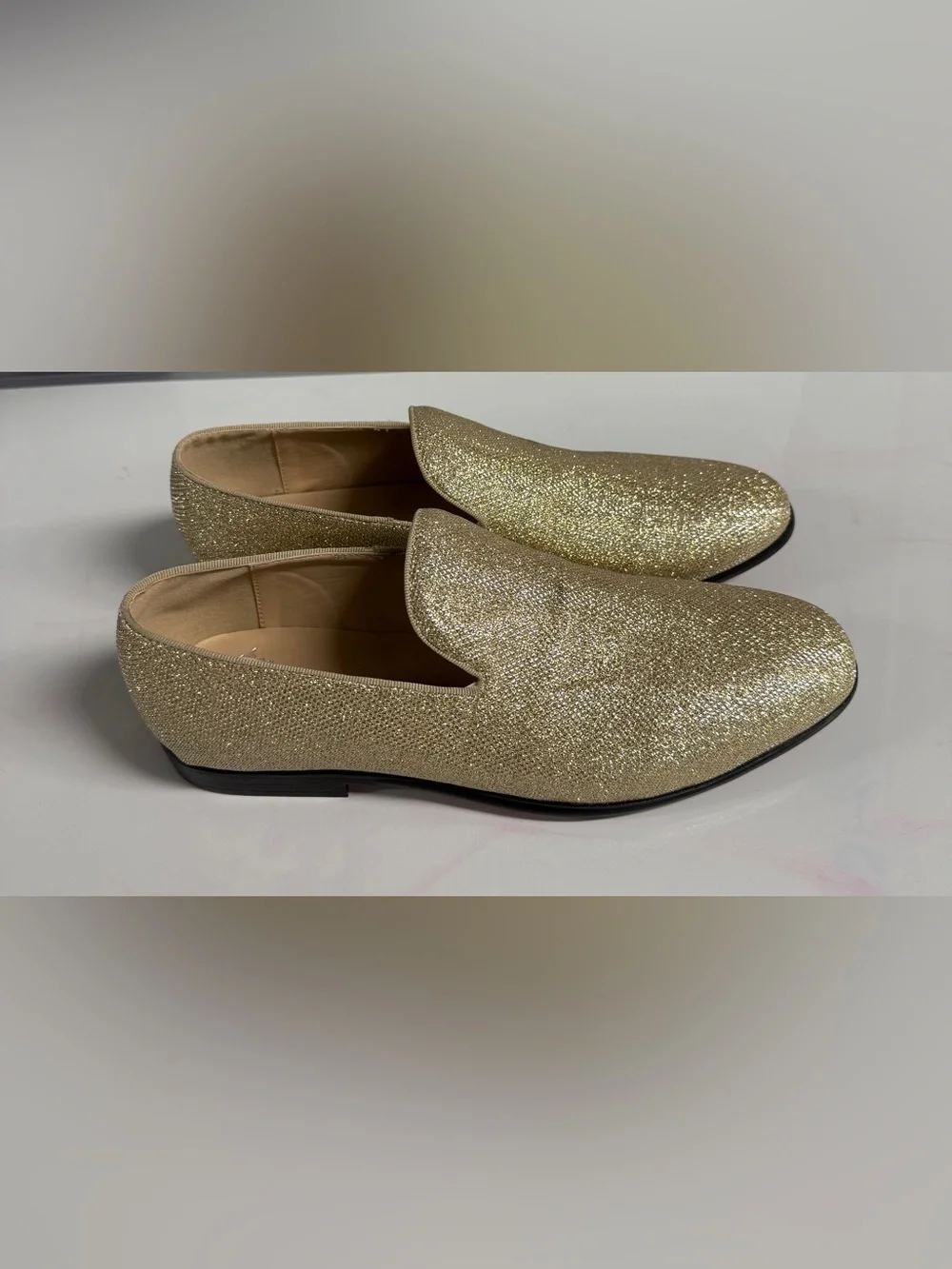 Sparkle Gold Sequins Men’s Slip-On Loafers